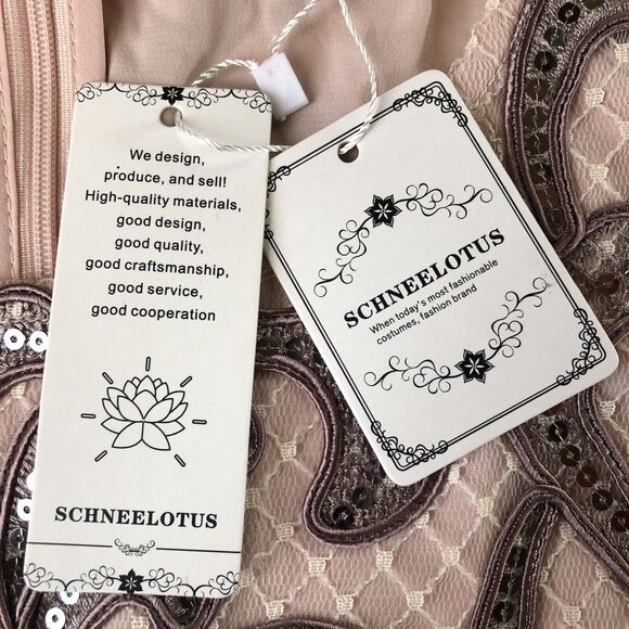 Kunling Sequin Lined Short Sleeve Rose Mauve Dress Size 16 NWT - Picture 7 of 12